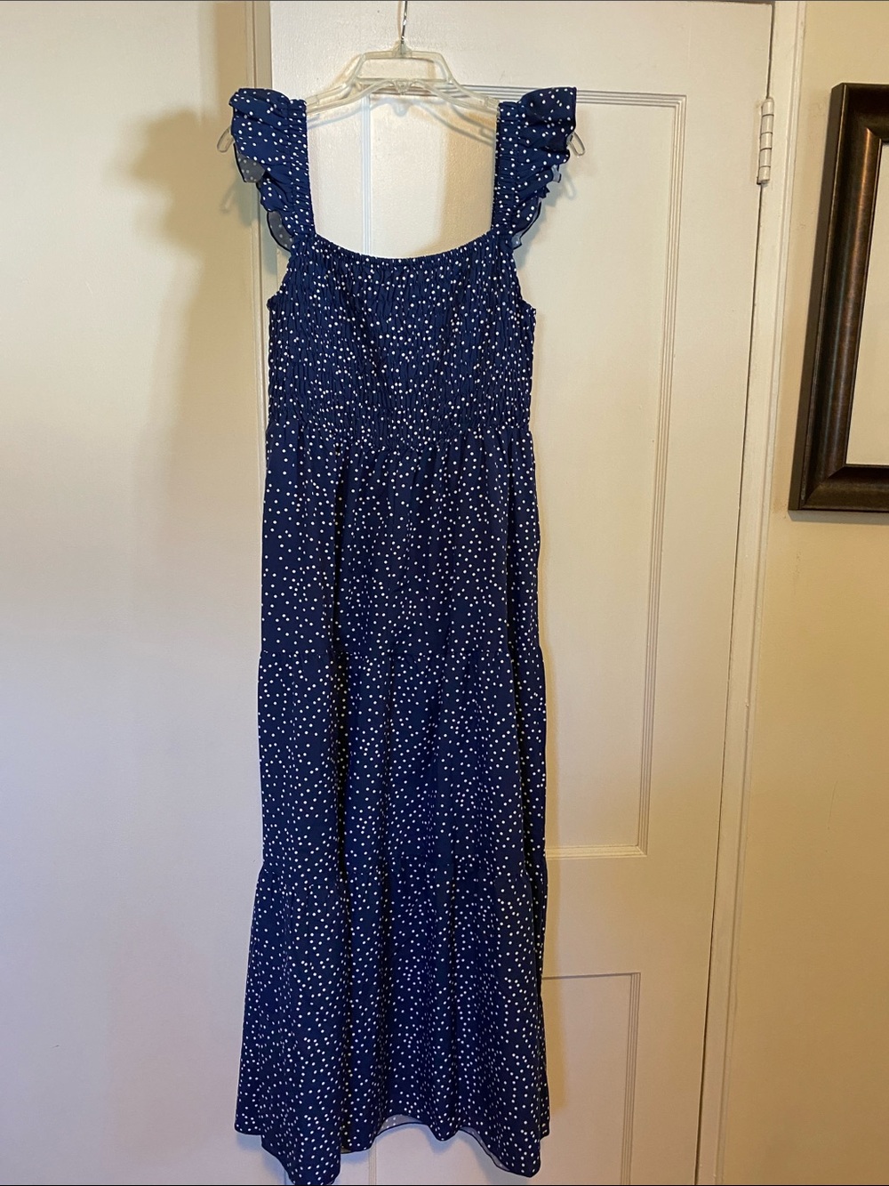 NWOT FAPPAREL navy blue and white polka dot dress size size L - Picture 15 of 16